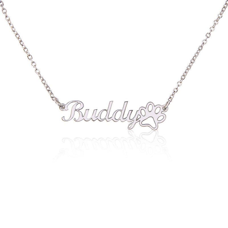 Customizable - Classic Paw Print Name Necklace